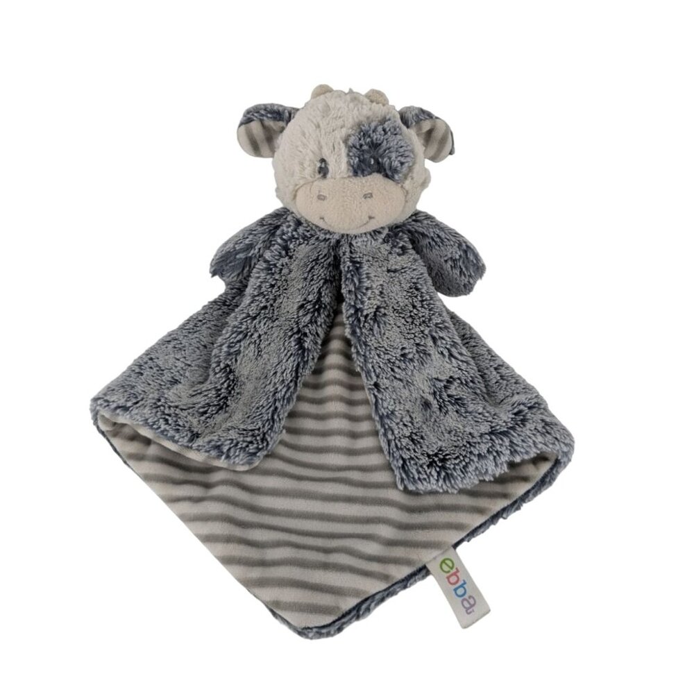 Ebba Gray White Cow Lovey 15" Striped Baby Security Blanket by Aurora 2022‎